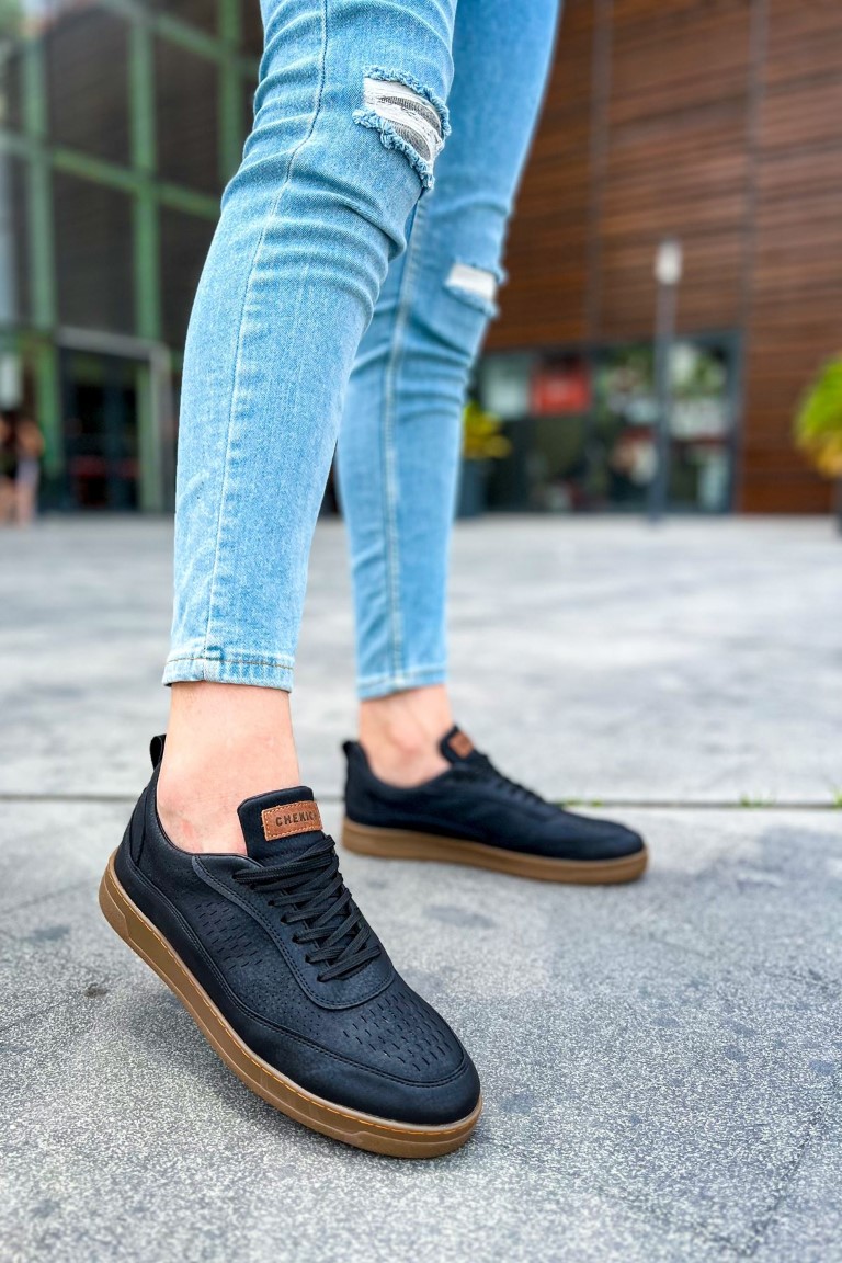 Ανδρικά μαύρα Sneakers δερματίνη με κορδόνια CH157 φωτογραφία